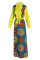 Yellow Fashion Casual Print Patchwork Turndown Collar Long Sleeve Dresses