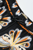 Black Fashion Casual Print Basic Regular High Waist Trousers