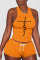 Orange Sexy Sportswear Print Split Joint O Neck Sleeveless Two Pieces