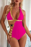 Black Fashion Sexy Patchwork Solid Hollowed Out Tear Swimwears (With Paddings)