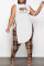 Light Brown Fashion Casual Print Hollowed Out Slit O Neck Sleeveless Two Pieces