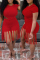 Red Fashion Casual Solid Tassel O Neck Short Sleeve Two Pieces