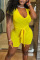 Yellow Casual Solid Split Joint U Neck Regular Jumpsuits