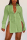 Green Sexy Solid Patchwork Buckle Slit Turndown Collar Tops