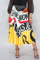 Multicolor Fashion Street Print Patchwork Fold Loose Straight Full Print Bottoms