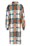 Green Casual Plaid Patchwork Peter Pan Collar Outerwear