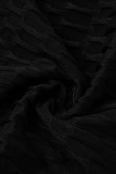 Black Sexy Solid Patchwork U Neck Pencil Skirt Dresses