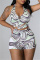 Green Fashion Sexy Print Bandage Hollowed Out Backless Halter Skinny Jumpsuits