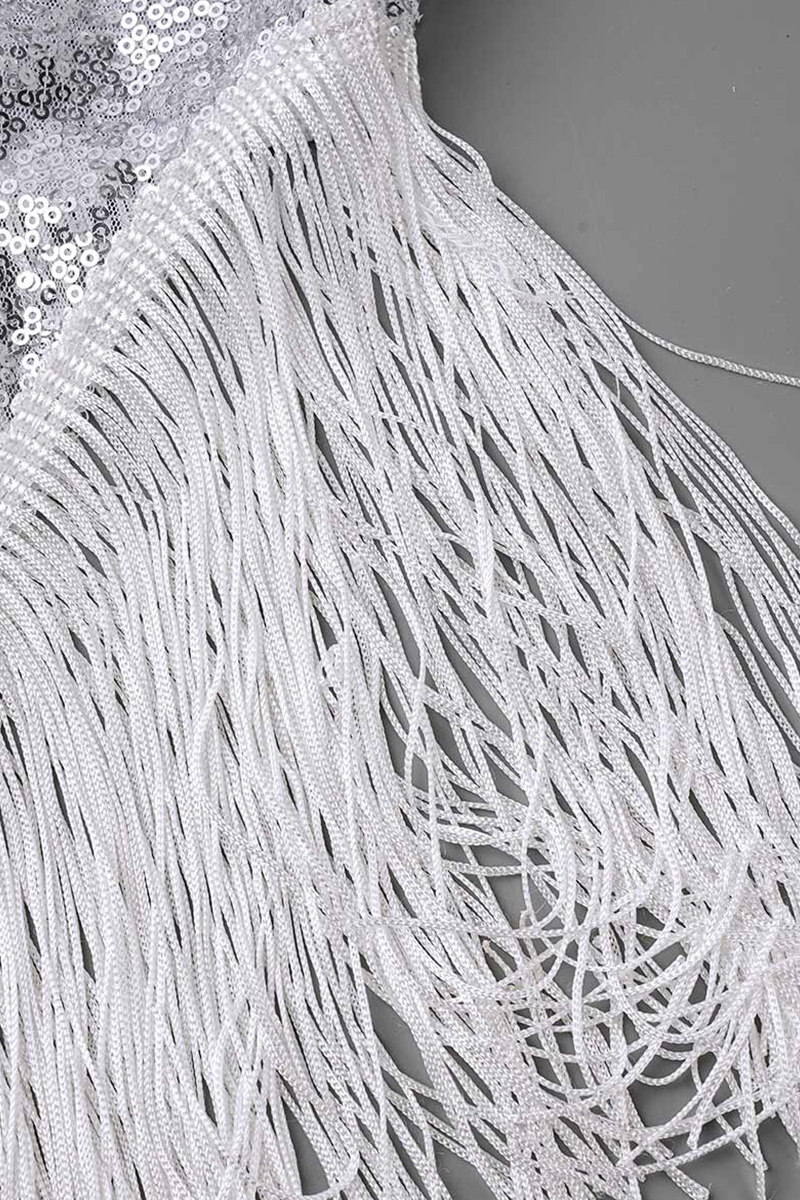 Sexy Retro Tassel Stitching Sequ Dress Evening Dress