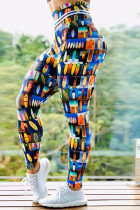 Multicolor Fashion Sports Printed Skinny Trousers