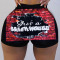 Black Red Sexy Print Patchwork Straight Straight Positioning Print Bottoms