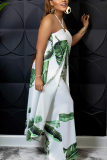 Green Fashion Sexy Bohemian Floral Printing Off the Shoulder Sleeveless Two Pieces