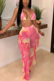 Multi-color Sexy Mesh Printing Swimsuit Two-piece Set