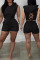 Black Sexy Solid Split Joint Backless Hooded Collar Sleeveless Two Pieces