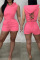 Rose Red Sexy Solid Split Joint Backless Hooded Collar Sleeveless Two Pieces