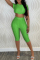 Green Fashion Casual Solid Bandage Backless O Neck Short Sleeve Two Pieces