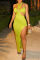Fluorescent Green Sexy Solid Hollowed Out Split Joint Backless Cross Straps Slit O Neck Sleeveless Dress