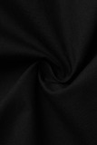 Black Fashion Sexy Solid Patchwork Buckle Asymmetrical Turndown Collar Tops