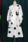 White Elegant Print Polka Dot Split Joint With Belt With Bow O Neck A Line Dresses(Contain The Belt)