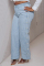 Baby Blue Fashion Casual Solid Buttons Slit High Waist Regular Denim Jeans