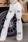 White Fashion Casual Butterfly Print High Waist Skinny Denim Jeans