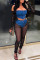 Black Sexy Solid Patchwork Zipper Strapless Long Sleeve Two Pieces