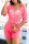 Pink Casual Print Patchwork V Neck Half Sleeve Two Pieces