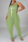 Green Fashion Casual Print Backless O Neck Regular Jumpsuits