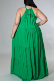 Green Sexy Solid Patchwork Spaghetti Strap Straight Plus Size Dresses