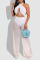 White Sexy Solid Bandage Split Joint See-through Halter Sleeveless Two Pieces