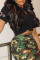 Black Fashion Casual Print Basic O Neck T-Shirts