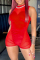 Red Fashion Sexy Solid Split Joint See-through O Neck Skinny Romper