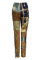 Khaki Street Print Tassel Patchwork Straight Mid Waist Straight Full Print Bottoms
