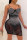 Black Fashion Sexy Patchwork Hot Drilling Backless Spaghetti Strap Sleeveless Dress