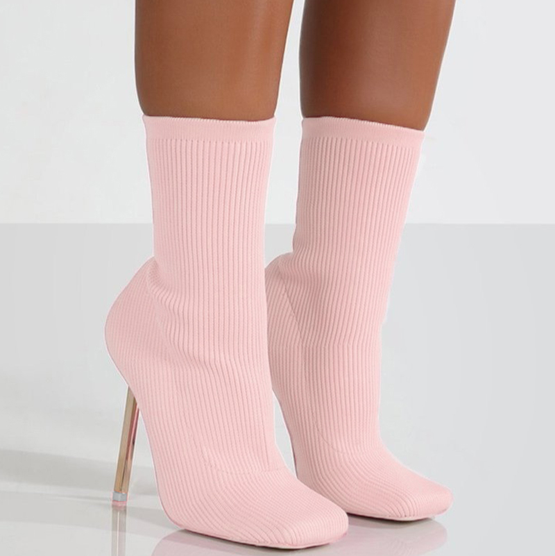 

Pink Fashion Casual Patchwork Solid Color Stiletto Boots