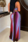 Red Fashion Sexy Print Hollowed Out Backless Slit Spaghetti Strap Long Dress