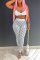 White Fashion Sexy Print Vests Pants Spaghetti Strap Sleeveless Two Pieces