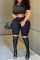 Black Sexy Solid Hollowed Out Patchwork O Neck Plus Size Two Pieces