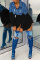 Black Fashion Casual adult White Black Dark Blue Cap Sleeve Long Sleeves Turndown Collar pleated Mini Patchwork hole Old fastener Dresses