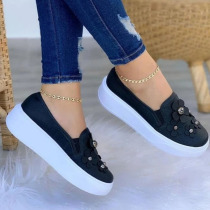 Black Casual Split Joint Appliques Round Comfortable Out Door Sport Wedges Shoes