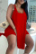 Red Fashion Casual Solid Slit U Neck Sleeveless Two Pieces