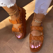 Light Brown Fashion Casual Split Joint Opend Comfortable Out Door Wedges Shoes