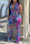 Blue Fashion Casual Print Basic Zipper Collar Regular Jumpsuits