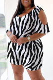 Green Fashion Casual Striped Print Hollowed Out V Neck Regular Rompers