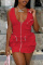Red Fashion Casual Solid Patchwork V Neck Vest Dress Dresses