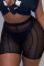 Black Fashion Sexy Solid See-through Plus Size High Waist Shorts