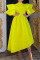 Yellow Casual Elegant Solid Patchwork Flounce Half A Turtleneck Evening Dress Dresses