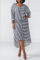 Black Fashion Casual Striped Print Patchwork V Neck Long Sleeve Dresses