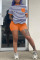 Orange Fashion Casual Striped Two Piece Suits Straight Short Sleeve Two Pieces