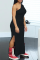 Black Casual Solid Slit One Shoulder Pencil Skirt Dresses